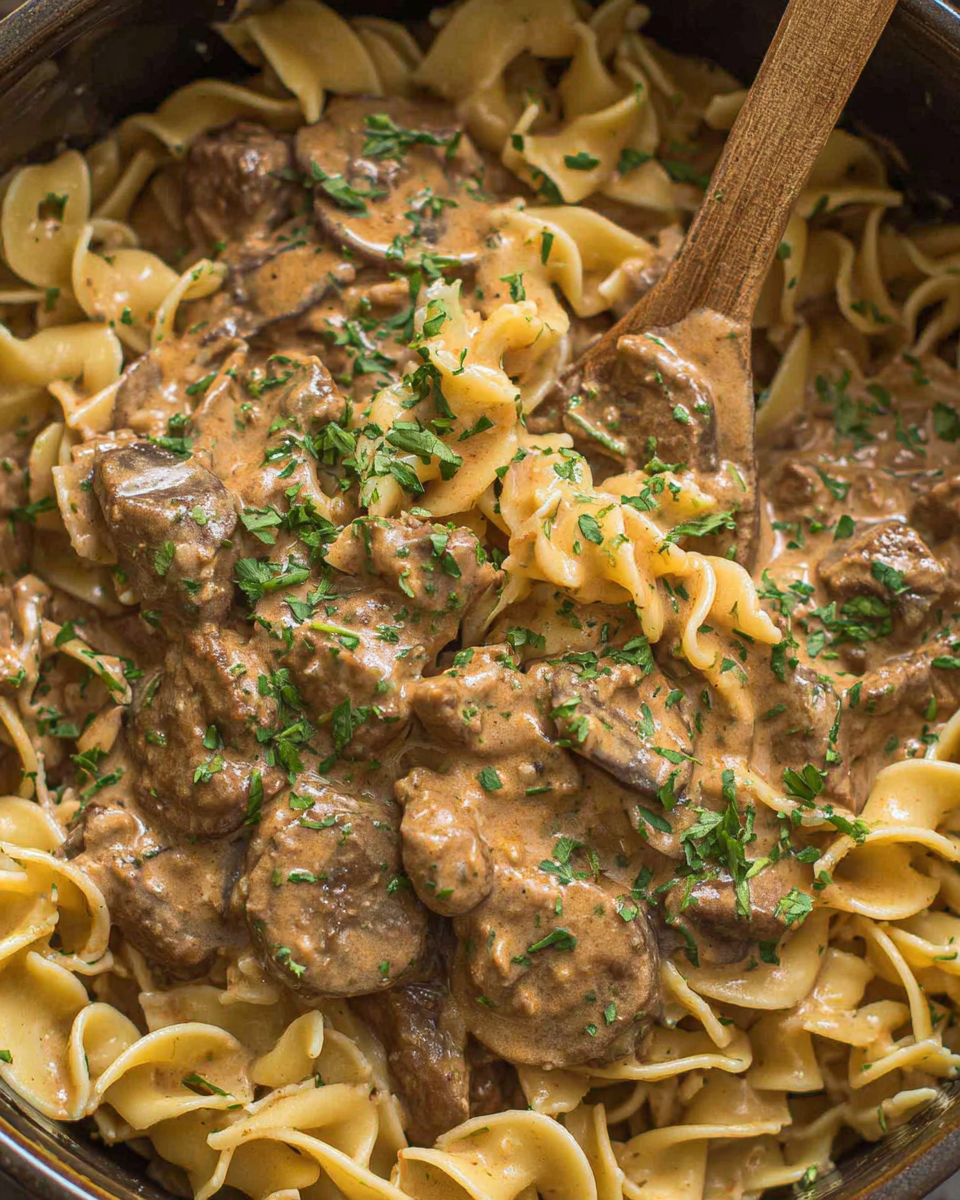Mushroom-Infused Beef Stroganoff in Your Slow Cooker