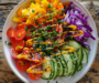 Fresh and Colorful Rainbow Veggie Salad with Honey Mustard Drizzle