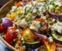 Savoring Hearty Freekeh Salad with Roasted Vegetables and Feta